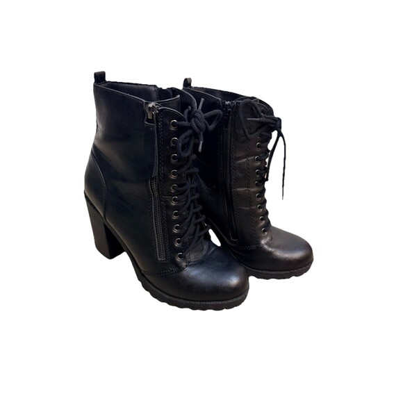 Soda Black Faux Leather Lace Up Combat Boots Side Zip Witchy Gothic Women's Sz 8 - Picture 6 of 16